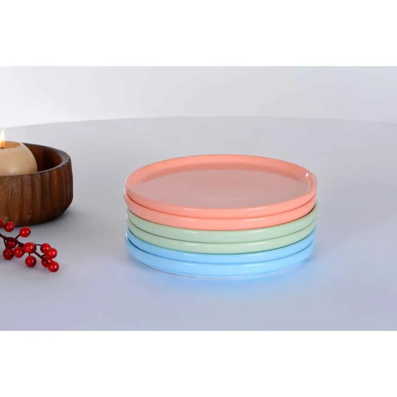seramista Lora 6'lı Pasta Tabağı Seti 16 Cm Multicolor